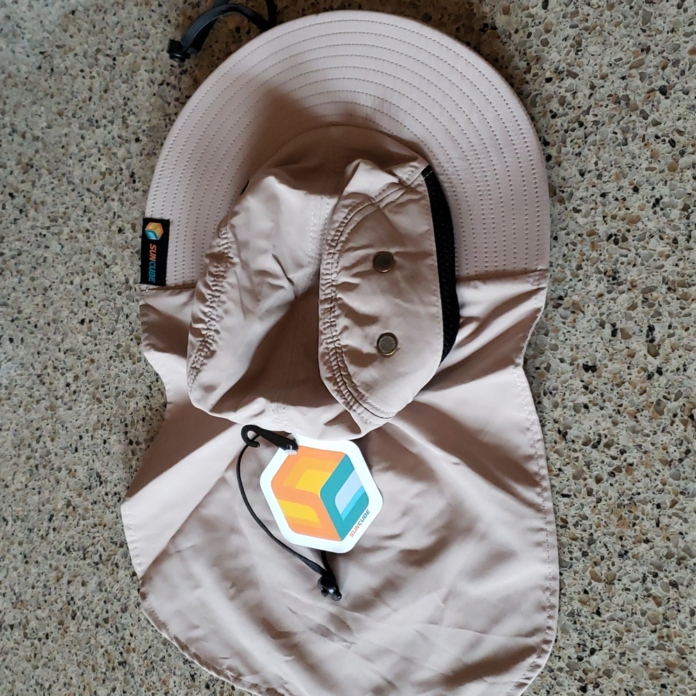 SUNCUBE Foldable Outdoor Protective Hat w/ Neck Guard - Khaki - NWT